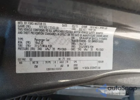 2012 Ford Focus Se из США, поврежденный, VIN 1FAHP3F2XCL115450